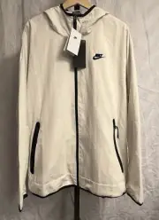Nike Tech Woven Full Zip Windbreaker Lined Jacket White DQ4340-030 - Size XL
