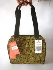 Large Keith Haring Insulated Lunch Bag Tote Black w/ Yellow Gold Print NWT