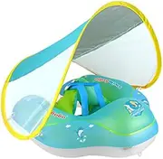 HENGYAN Baby Swimming Floating Inflatable Baby Pool Floating Ring Newest with Sun Shield, Add Tail No Flip for 3-36 Months