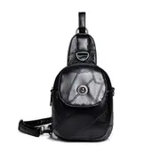 Sheepskin Stitching PU Leather Single Shoulder Bag Ladies Handbag Messenger Bag (Black)