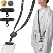 BONE Crossbody Lanyard Phone Tether Tab - Universal Adjustable Silicone Cell Phone Holder with 2 Tether Tabs for 3-Ways Wearability, Compatible with All Smartphone Models