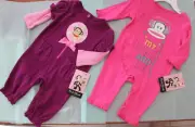 LOT OF 2 Paul Frank Luxe Baby Infant Girl's 0-3M 1-Pc outfits NWT $76
