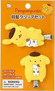 Sanrio 613070 Bangs Clip Set (Pudding and Muffin Nakayoshi Time), Pompompompurin, PVC, Steel, Recommended Ages 3 and Up