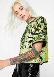 Toxic Wasted Youth Sequin Top