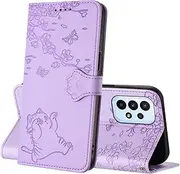 [Netany] Case for Samsung Galaxy A73 5G, Leather PU Wallet Mobile Phone Case with Card Slots, Stand Function, Shockproof Magnetic Flap Mobile Phone Case Compatible with Samsung A73 5G (Purple)