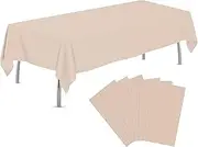 tujol Ivory 6 Pack Plastic Table Cloth 54" x 108", Disposable Tablecloths Rectangle Table Cover, Plastic Tablecloths for Parties