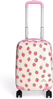 [Itzy Ritzy] Toddler Suitcase with Adjustable Handle, 360-Degree Spinner Wheels, 2 Interior Compartments and Hard Shell Design; Perfect Kids Luggage with Wheels for Ages 3 and Up (Strawberry)
