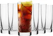 Krosno Tall Water Juice Drinking Highball Glasses | Set of 6 | 11.8 oz | Blended Collection | Perfect for Home Restaurants and Parties | Dishwasher Safe | Gift Idea | Made in Europe