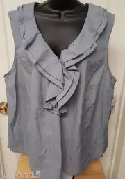 Tommy Hilfiger Womens Shirt Top Blouse Size 22 22W Blue White Jean LOOK NEW