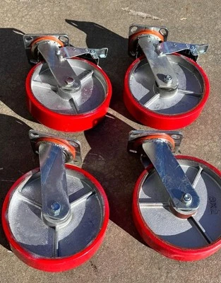 4PCS Heavy Duty Metal Caster Wheel Industrial Castor Swivel Brake 500KG 8inch