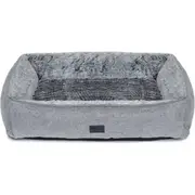 Superior Pet Goods Large Dog Bed 116cm Ortho Lounger Artic Faux Fur Cushion Grey