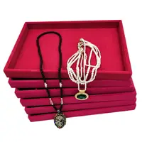在飛比找樂天市場購物網優惠-絨布大號玫紅色珠寶飾品展示托盤首飾收納盒項鏈戒指飾品展示道具