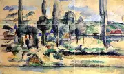 30 x 18 Art Paul Cezanne Mural Tumbled Marble Backsplash Tile #378