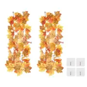 2 Pack Fall Garland 5.7Ft Autumn Maple Leaf Garlands Decor, Red/Yellow