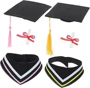 HOMOBABE 2 Sets Graduation Robe Doll Replaceable Bear Doll Hat Doll Graduation Costume Stuffed Animal Hat Collar Graduation Gown Outfit Cap Collar Kit for Bear Doll Mini Doll Cap Cloth