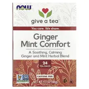 NOW Foods, Ginger Mint Comfort, Caffeine Free , 24 Tea Bags, 1.7 oz (48 g)