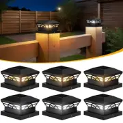 T-SUN Solar Post Cap Lights Outdoor 6 Pack, Solar Powered Fence Post Lights f...