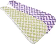 2Pcs Checkered Quick Drying Hair Towel Wraps for Women Soft Absorbent Shower Turban Caps with Button for Long Curly Hair for