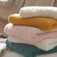 在飛比找松果購物優惠-北歐簡約風 純色菱格紋 毛線毯床尾毯床搭沙發毯 (6折)