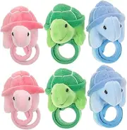 Milisten 6pcs Plush Tortoise Slap Wrist Bracelets Lightweight Animal Slap Bands for Decorative Party Supplies for Carnivals and Events