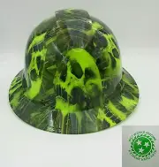 Hard Hat FULL BRIM Custom Hydro Dipped , OSHA approved MELTING SKULLS L