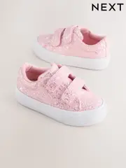 Pink Glitter Wide Fit (G) Chunky Trainers With Touch Fastening (AT1502) | $35 - $39
