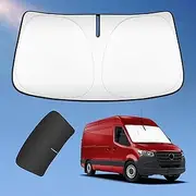 Sun Shade Sunshade for Mercedes Benz Freightliner Sprinter & Sprinter 2007-2024 2025 Windshield Cover, 4-Layers Sun Shield 240T Silver Sun Visor Foldable Window Shade Blocks UV Rays Van Accessories