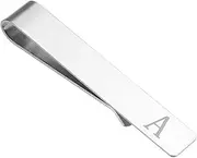[uxcell] Initial Tie Clip for Men, Stainless Steel Letter A Alphabet Necktie Bar Pinch Clips 26 Letters A-Z with Gift Box for Regular Wedding Father's Day, Silver Tone