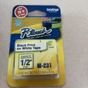 Brother Genuine P-Touch M-231 Black on White Non Laminated Label Tape 12mm Wide