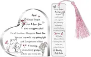 Auntie Gifts Mother's Day Present 2PC Set Acrylic Heart Plaques Bookmark Women Gift Aunt Desk Signs Christmas Birthday for Her Thanksgiving New Year Aunty Page Markers Reading Accessory