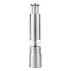1X(Salt and Pepper Grinder Stainless Steel Push Button Silver for Cooking8445