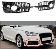 2 Pcs Front Bumper Fog Light Racing Grille Compatible For A1 8X S-Line 2010-2014 Honeycomb Hex Fog Lamp Grill Cover