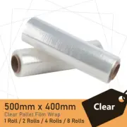 1/2/4/8 Rolls CLEAR 500mmx400m 25UM Stretch Film Pallet Wrap Carton Shrink OZ