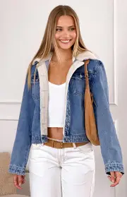 Icelyn Mid Wash Sherpa Denim Jacket