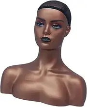 OIIBWQ Makeup Mannequin Head with Shoulder, Makeup Female Head, Realistic Earrings Display for Necklace, Headphone, Earrings