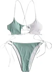 [Generic] Plus Swimsuits for Women with Shorts Bikini Set Up Cut Hight Swimwears Tankinis Set Plus Size Guard Short Sleeve Top Women