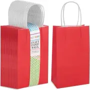 BLUE PANDA 25-Pack Red Gift Bags with Handles - Small Paper Treat