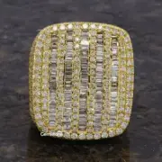 925 Silver Yellow Gold Plated Round & Baguette Men's Moissanite Eternity Ring