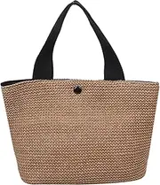 [Generic] Straw Tote Bag,Large Straw Bag - Trendy Sandproof Spacious Purse Clutch For Poolside Wedding Picnic Cruise Honeymoon Gym Travel Bridesmaid Music Festival