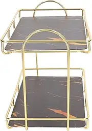 Gold 2 Tier Bathroom Shelf Standing Storage Rack Cosmetic Holder Partition Bath Countertop Shelf (Large 31x31.5cm)
