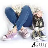 在飛比找遠傳friDay購物優惠-【Pretty】女 休閒鞋 餅乾鞋 布鞋 撞色 綁帶 平底