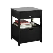 Black Bedside Table with 2 Drawers (Black)