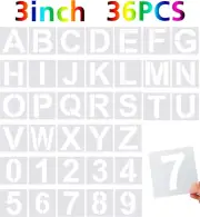 36-Piece Reusable Alphabet & Number Stencils for Various Surfaces (3 Inches)