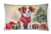 Brittany Spaniel Christmas Throw Pillow