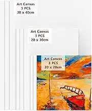 Koncci 9 Packs Canvas Panels, Art Canvases for Acrylic Painting, Artist Blank Canvas Cardboard, Cotton for Oil Paint & Wet Art Media