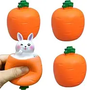 3 PCS Animal Squeeze Toys Carrot Rabbit Fidget Toys Pop Up Bunny Stress Relief Sensory Toys for Autistic Children Adult Anxiety ADHD Birthday Easter Party Favors