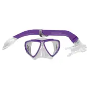 2pc Mirage Turtle Kids Swimming/Beach Silitex Mask/Glass Snorkel Junior Purple