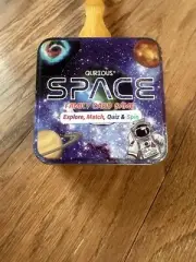 Qurious SPACE Family Card Game with Metal Tin - Explore, Match, Quiz & Spin
