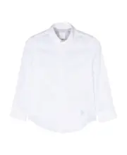 logo-patch button-up shirt 8Y,14Y White