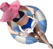 Pool Float Rings,Classic Striped Pool Inner Tubes - Thickened Anti-Rollover Floatie with Handles Striped Design for Water Play Adults Summer Beach